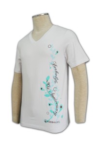 T252 訂做T-shirt  印製V領T恤 T-shirt供應商      白色